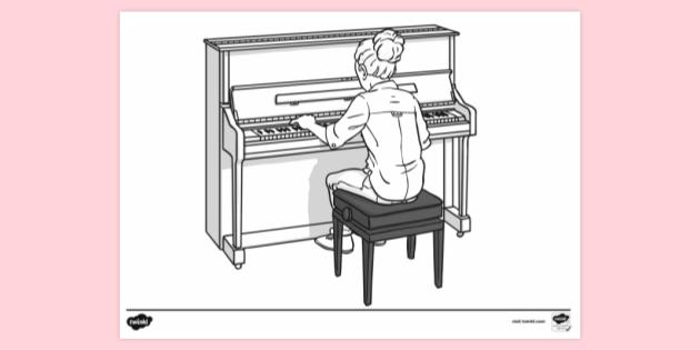 FREE! - Playing Piano Colouring Sheet | Colouring Sheets
