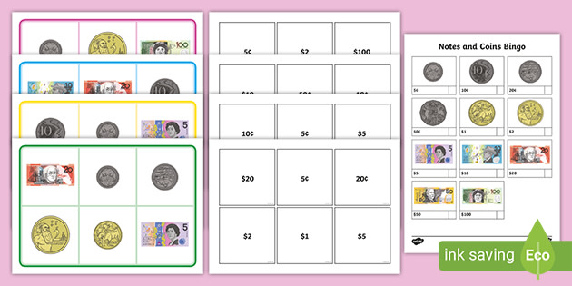 Australian Money Activity With Connection Bingo Cards