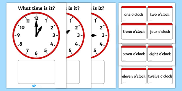 KS1 Learning to Tell The Time Laminate Clock Face Telling The Time 