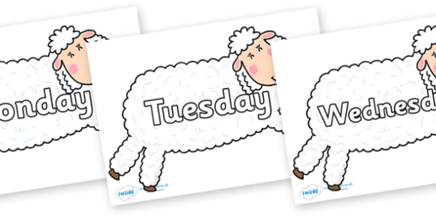 Days of the Week on Hullabaloo Sheep to Support Teaching on Farmyard Hullabaloo