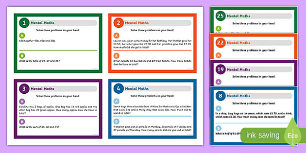 mental maths challenge cards teacher made