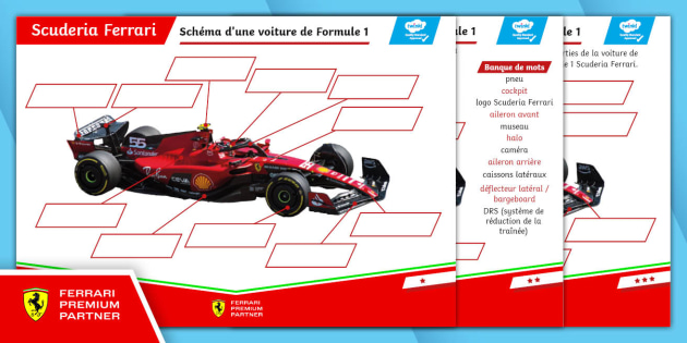 FREE! - Schéma à remplir - voiture de Formule 1 Scuderia Ferrari