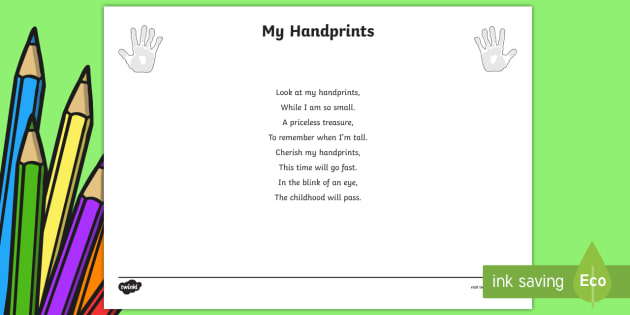 Printable Handprint Poem Template