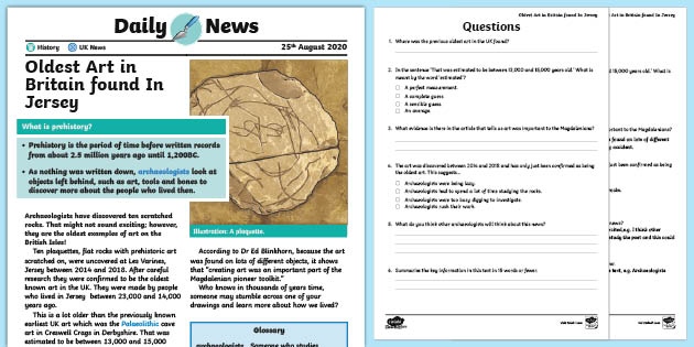 Oldest Artwork In Uk Found In Jersey Daily News Story Ages 9 11