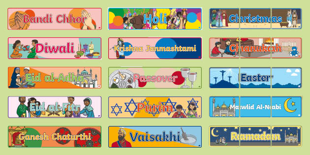 Religious Celebrations Display Banner Pack (teacher made)