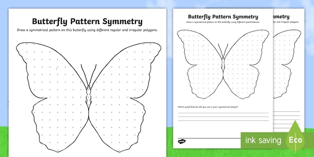 Butterfly Pattern Symmetry Worksheet (teacher made)