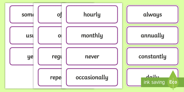 How Often? Adverbs Word Cards (teacher made)