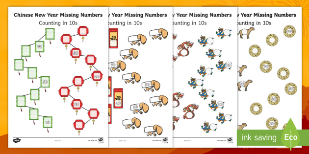 Chinese New Year Missing Numbers Counting in 10s Activity Pack