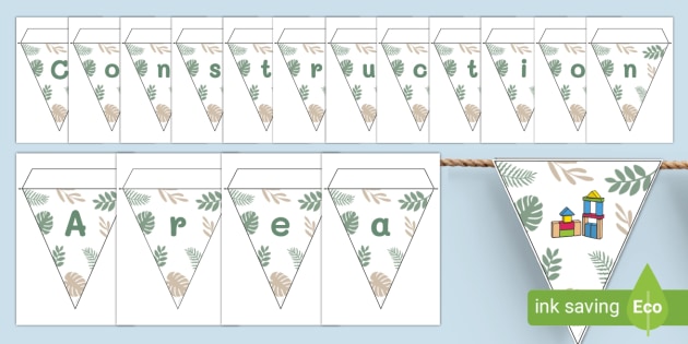 Botanical-Themed Construction Area Display Bunting - Twinkl