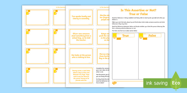 assertiveness activities worksheet assertive or not