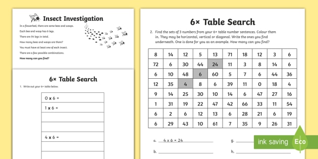 6x tables search teacher made