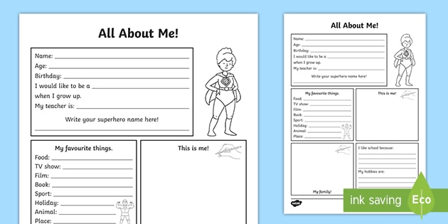 All About Me Children S Worksheet Ks1 Templates Ourselves