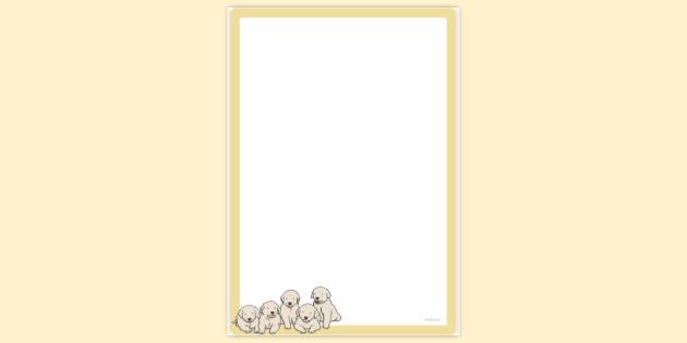 FREE! - Simple Blank 5 Puppies Page Border | Page Borders | Twinkl