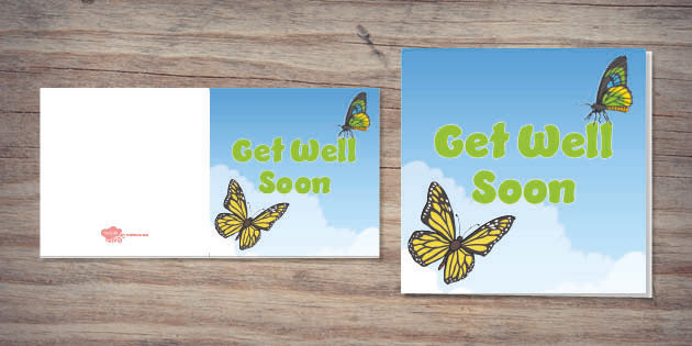 Get Well Soon Butterfly Card | Twinkl Party (teacher made)