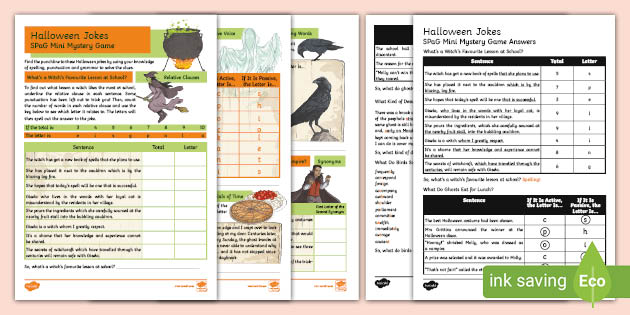 UKS2 Halloween Jokes SPaG Mini Mystery 