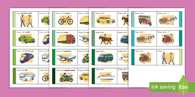 Transport Loop Cards Indonesian (teacher made)