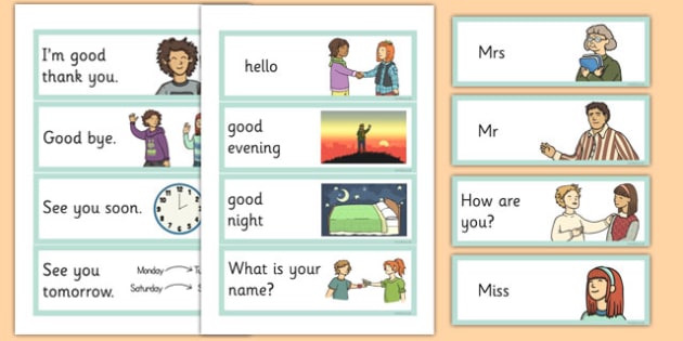 description phonetic t Greetings flashcards  english, English Flashcards greetings