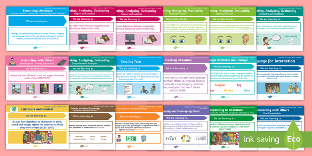 Australian Curriculum - English Content Descriptions Display Pack