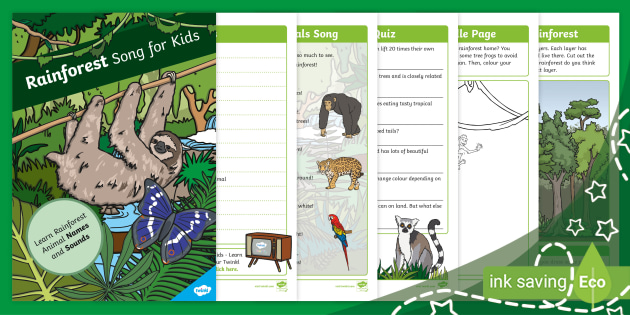 Rainforest Song for Kids Video Activity Booklet