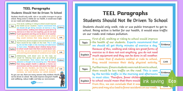 Teel Paragraph Structure Worksheet