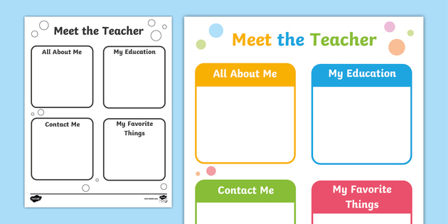 All About Me Teacher Template Free Download