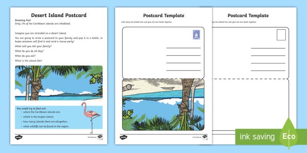 Desert Island Postcard Writing Worksheet Worksheet 