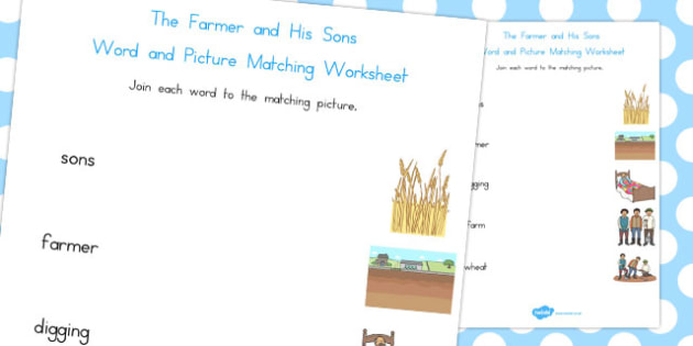 The Farmer and His Sons Word and Picture Match