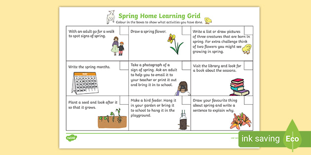 spring homework grid