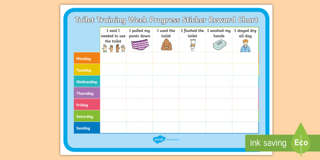 Toilet Training Week Progress Sticker Reward Chart - potty ...