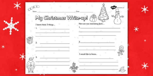 FREE! - Christmas Activity Pages Write Up Worksheet