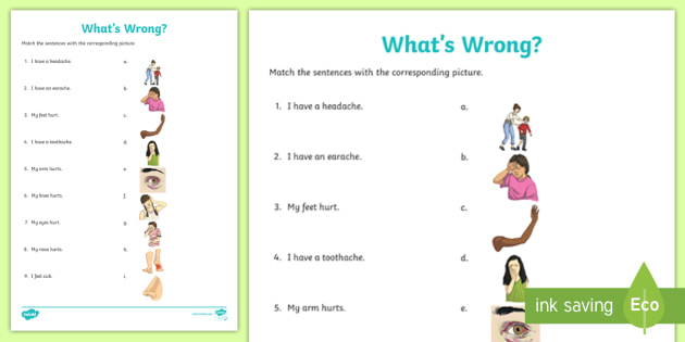 Illnesses Word And Picture Matching Worksheet Teacher Made