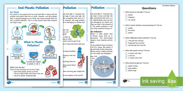 end plastic pollution environmental issues worksheet