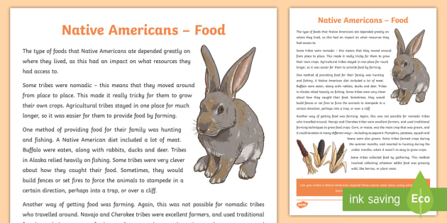 Native Americans Food Information Sheet-Scottish - Native
