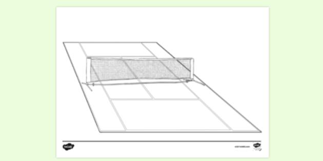 FREE! - Tennis Court Colouring Sheet (Teacher-Made)