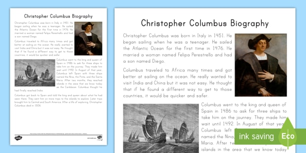 Christopher Columbus Biography Fact File - Columbus Day