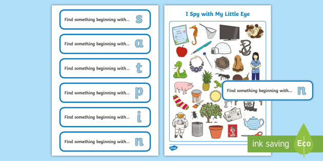 I Spy Initial Sounds Phase 2 Phonics S A T P I N Activity