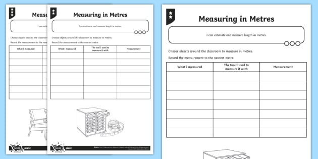 Measuring in Meters Differentiated Worksheet / Activity Sheets