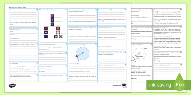 Aqa Physics Separate Space Revision Activity Mat Beyond