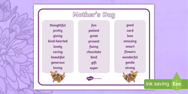 Nice Words For Mothers Day Mother's Day Word Mat | Primary Resources (Teacher-Made)