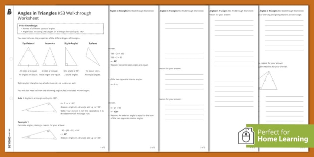 👉 Angles in Triangles Worksheet, Geometry & Measure