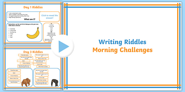 Writing Riddles Morning Activities Powerpoint Teacher Made