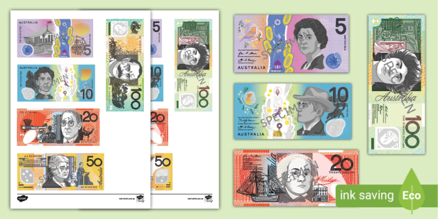 australian money notes printable