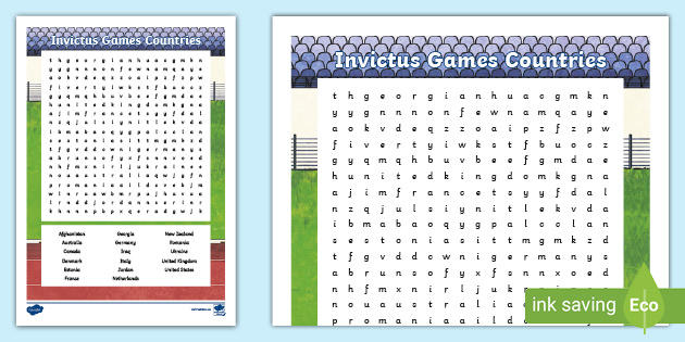 Invictus Games Countries Word Search - KS2 - Invictus Games - 23rd Sept ...