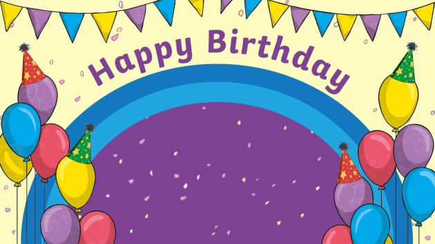 Happy Birthday Virtual Teaching Background teacher made
