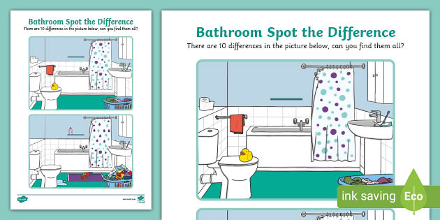 Bathroom Spot the Difference Activity - Twinkl - KS1