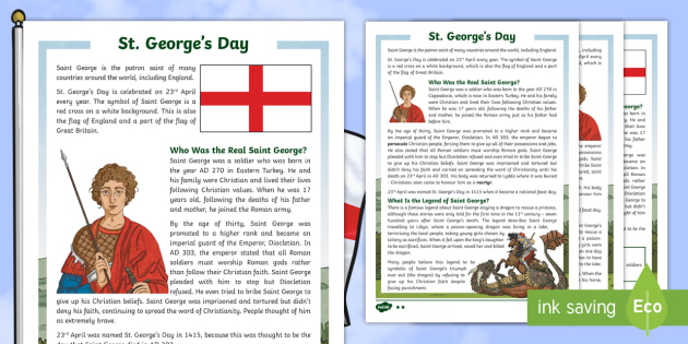 UKS2 St. George's Day Differentiated Fact File