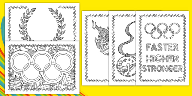 Adult Colouring Mindfulness Olympics Pages (teacher made)