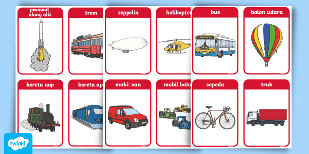 Flash card transportasi bahasa indonesia teacher made 