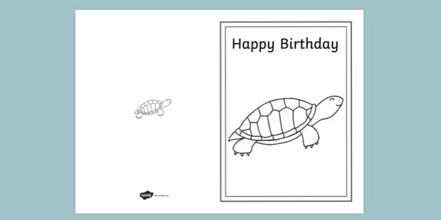 free turtle themed birthday card colouring activity printable