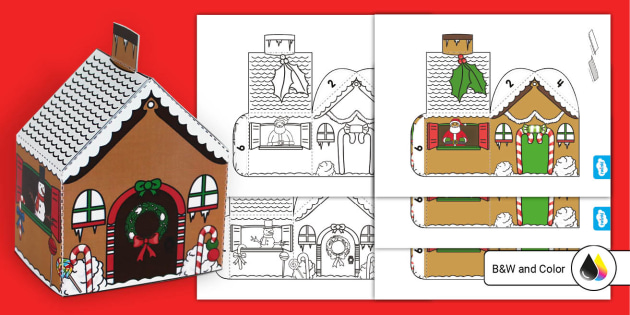 Gingerbread House Paper Model Christmas Art and Craft
